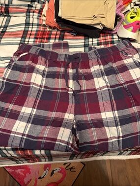 Sonoma Plaid Pull-On Pajama Shorts in Burgundy, Navy and White